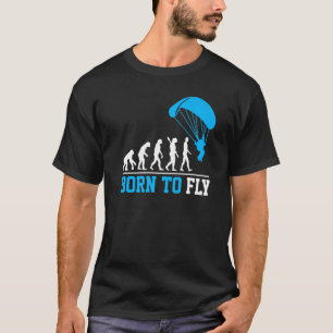 人間がパラシュートを飛生まれぶための進化パラグライダー Tシャツ