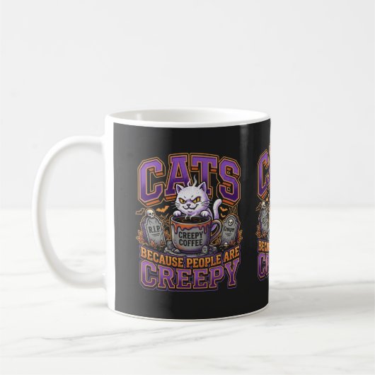 人間が気持ち悪いから猫 Funny Ghost コーヒーマグカップ (左)