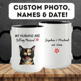 人間が結婚する猫おもしろい婚約 マグカップ