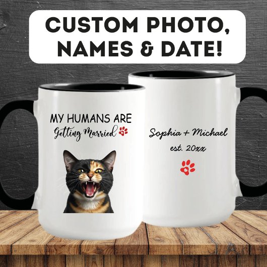 人間が結婚する猫おもしろい婚約 マグカップ