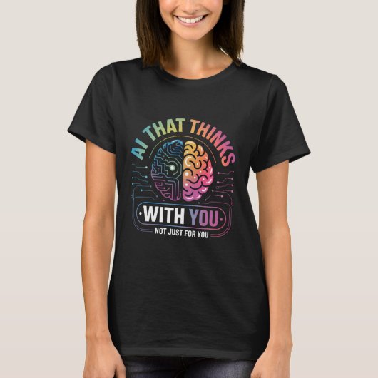人間とコンピュータの相互作用AIコラボレーション Tシャツ (正面)