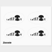 人間とゴキブリの進化のおもしろいグラフ 楕円形シール (シート)