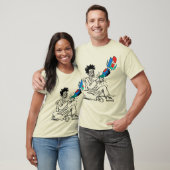人間とロボットの協調を表現したラインアートデザイン Tシャツ (ユニセックス)