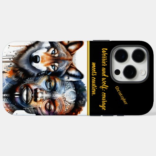 人間と狼の芸術の世界を融合させ鮮やかる Case-Mate iPhoneケース (裏面 (横))