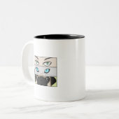 人間と猫と犬があなたを見て ツートーンマグカップ (正面左)