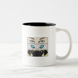 人間と猫と犬があなたを見て ツートーンマグカップ