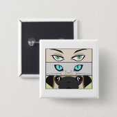 人間と猫と犬があなたを見て 缶バッジ (正面&裏面)