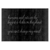 人間と猫は最大の穴のあいたカスタム カッティングボード (正面)