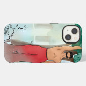 人間と自然のイラストiPhoneケース iPhoneケース (裏面横)