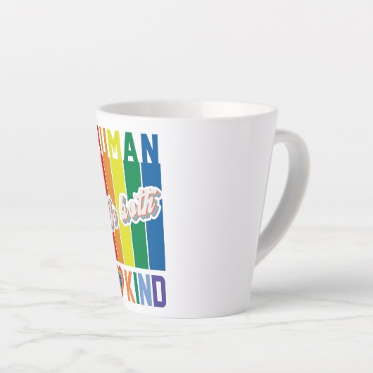 人間と親切の両方 – ヴィンテージレインボーインスパイア カフェラテマグ (右アングル)