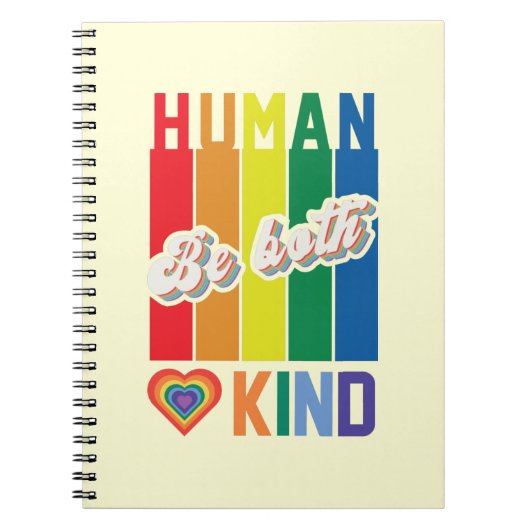 人間と親切の両方 – ヴィンテージレインボーインスパイア ノートブック (正面)