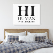 人間とAIのタイポグラフィの概念デザイン キャンバスプリント (インサイチュ (寝室))