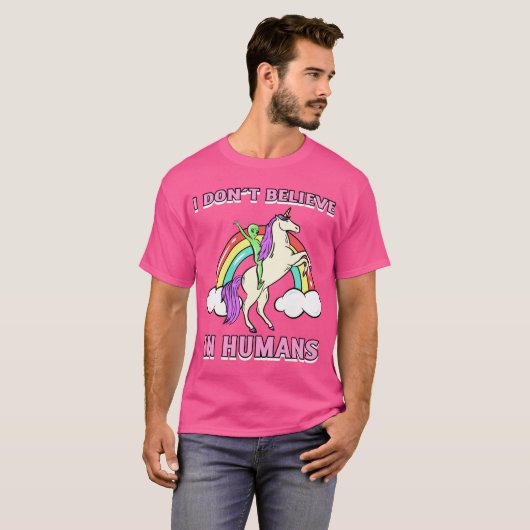 人間なんて信じてないデザイン ギャル Tシャツ (正面フル)