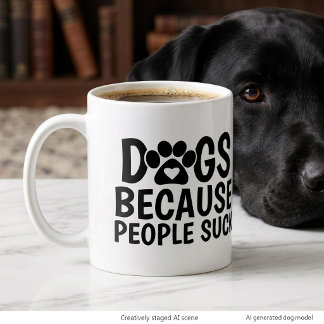 人間なんて嫌い 犬が好き ジャンボコーヒーマグカップ