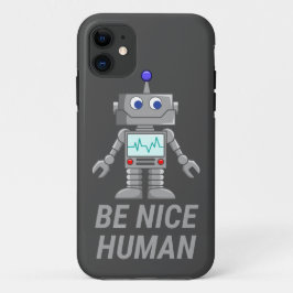 人間にかわいいおもしろいロボットだ iPhone 11 ケース
