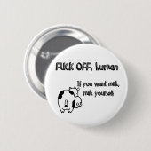 人間にメッセージを脅かします 缶バッジ (正面&裏面)