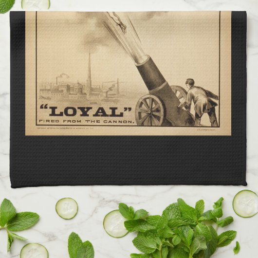 人間のキャノンボールのヴィンテージのサーカスの出し物のビクトリア時代の人 キッチンタオル (折り畳み)