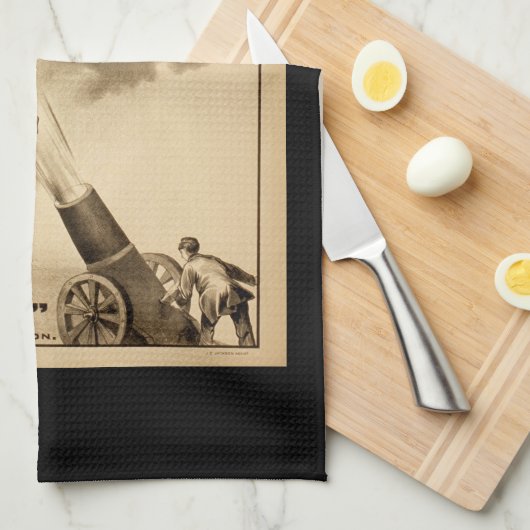 人間のキャノンボールのヴィンテージのサーカスの出し物のビクトリア時代の人 キッチンタオル (四つ折り)