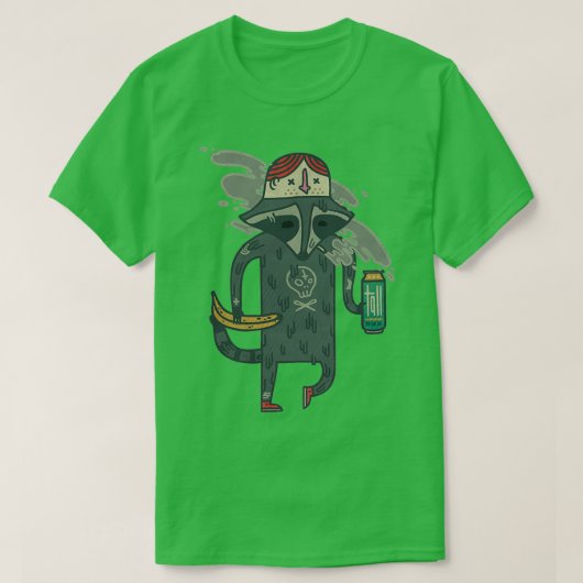 人間のクオータクートを着たアライグマ Tシャツ (デザイン正面)