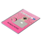 人間のシャムおもしろい猫ピンクグリッター ノートブック (左側)