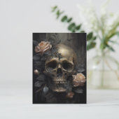 人間のスカルとバラダークゴシック ポストカード (スタンド正面)