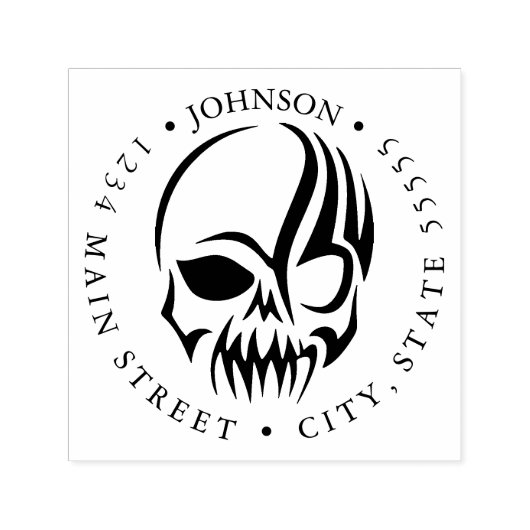 人間のスカルと部族のタトゥー海賊返しラベル セルフインキングスタンプ (デザイン)