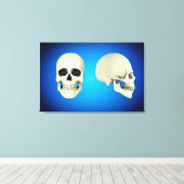 人間のスカルの正面図と側面図 キャンバスプリント (インサイチュ (ウッドフロア))