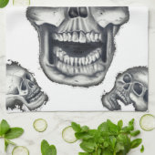 人間のスカルの白い台所タオル キッチンタオル (折り畳み)