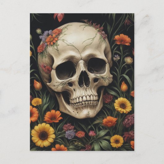 人間のスカル（花） ポストカード (正面)