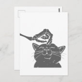 人間のスケルトンハンドを持つ猫 – バックカラーを選択 ポストカード (正面/裏面)
