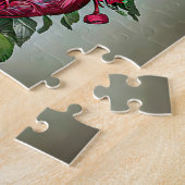 人間のハートと赤いバラの花の超現実美術 ジグソーパズル (側面)