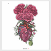 人間のハートと赤いバラの花Stic超現実美術 シール (シート)