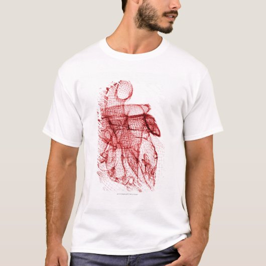 人間のハートのデジタルwireframe tシャツ (正面)
