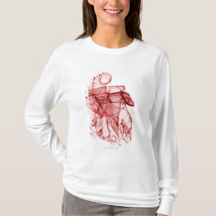 人間のハートのデジタルwireframe tシャツ