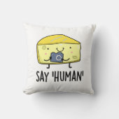 人間のフォトグラファーおもしろいズチーズパンを言う クッション
