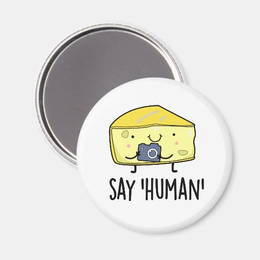 人間のフォトグラファーおもしろいズチーズパンを言う マグネット (正面/裏面)
