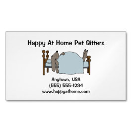 人間のベッドで眠る長耳の犬 マグネット名刺