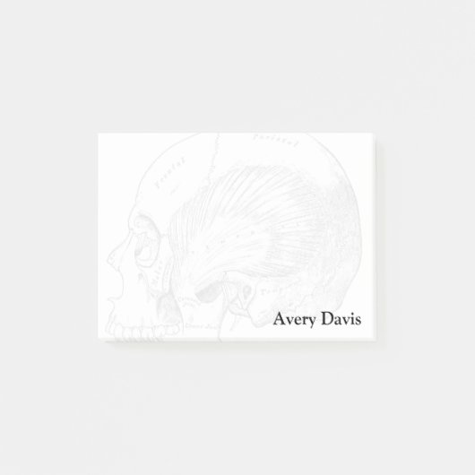 人間の一時的な筋肉を引くヴィンテージの解剖学 ポストイット (正面)