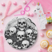 人間の不気味スカルクモの巣こうもりハロウィーン ペーパープレート (パーティー)