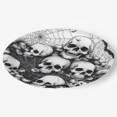 人間の不気味スカルクモの巣こうもりハロウィーン ペーパープレート (アングル)