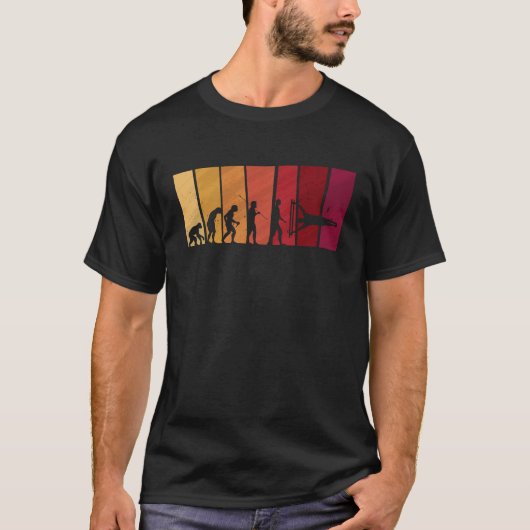 人間の健康体操の進化レトロヴィンテージ通り Tシャツ (正面)