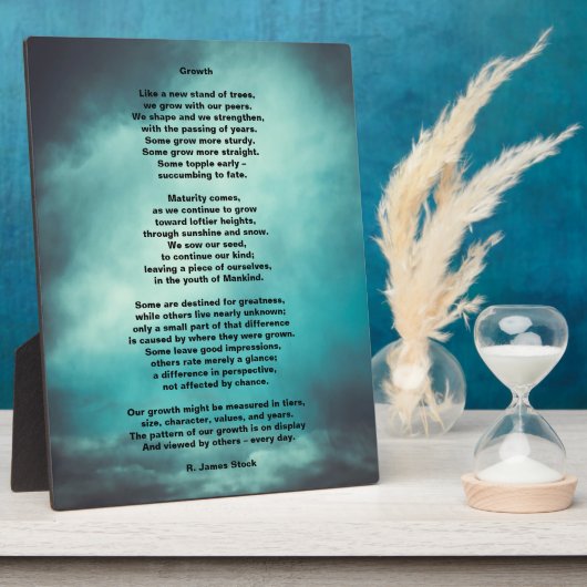 人間の内なる成長に関する洞察力ある詩「成長」 フォトプラーク (側面)