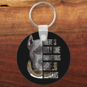人間の危険な品種は一つしかないピットブル キーホルダー (正面)