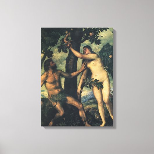 『人間の堕落』- ティツィアーノ作 『アダムとエヴァ』 キャンバスプリント (正面)