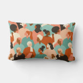 人間の多様性レトロ顔パターン ランバークッション (裏面)