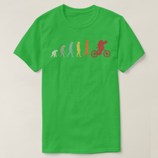 人間の山への進化バイクもしくは自転車に乗る人- おもしろい MTB Garp Tシャツ (デザイン正面)