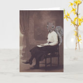 人間の形をしたリスの女性のブランクの挨拶状 カード (黄色い花)