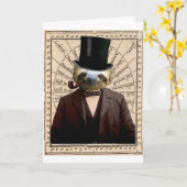 人間の形をしている怠惰の人ビクトリアンなSteampunk カード (黄色い花)