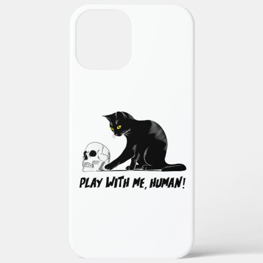 人間の怖い遊スカルを持つ黒猫 Case-Mate iPhoneケース (裏面)