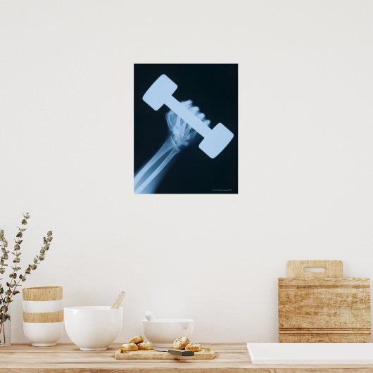 人間の手のX線画像と重さ、クローズアップ ポスター (キッチン)